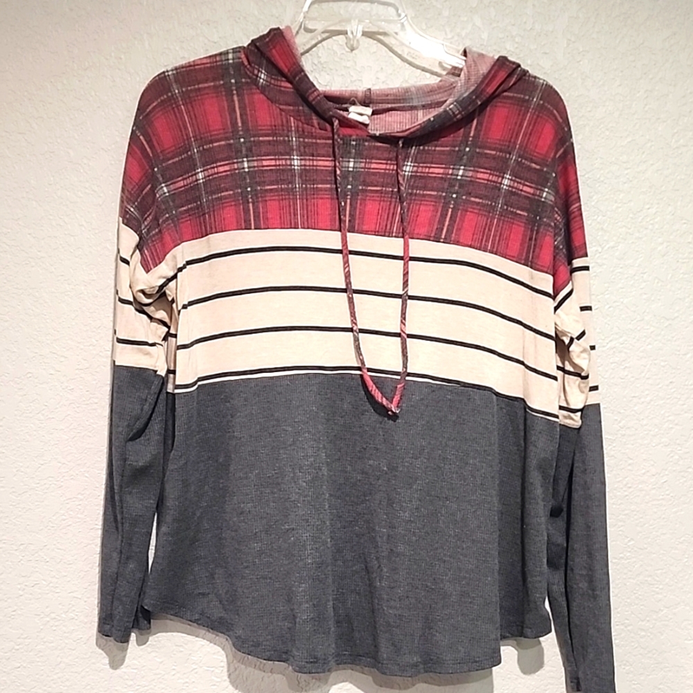 Plaid and striped top